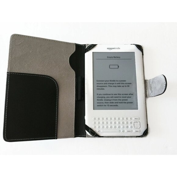 Black Faux Leather Kindle 3 Keyboard Case Cover - Picture 2 of 5